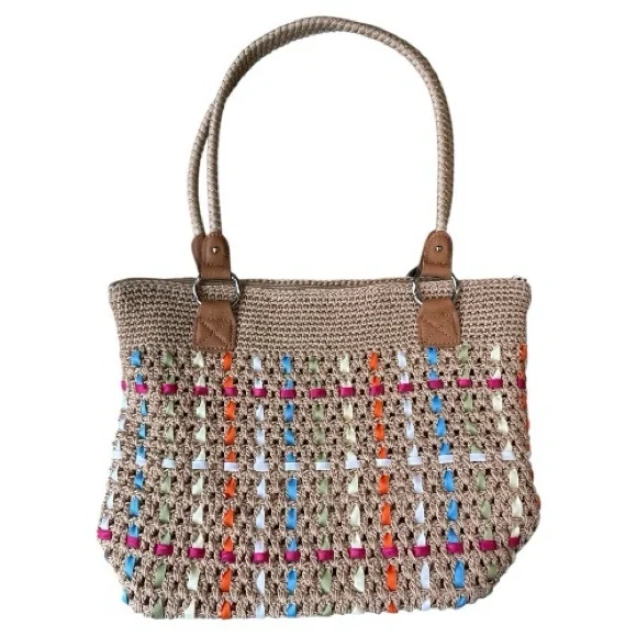 NWT Lina Woven Shoulder Bag Bamboo Multi Color - Picture 3 of 10